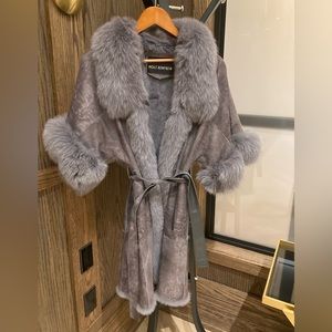 holt Renfrew fox and rabbit fur grey coat. GORGEOUS in perfect condition
